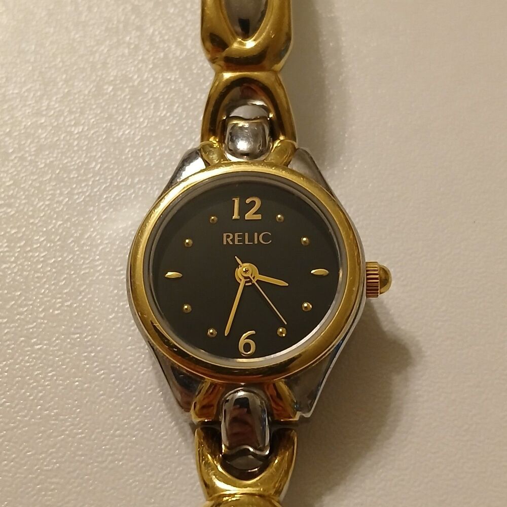 Vintage Relic Women's Two-Toned Black Dial Stainless Steel Watch WR 30M ZR33755